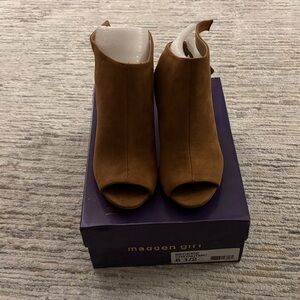 Madden Girl Brown Peep-Toe Heeled Boots